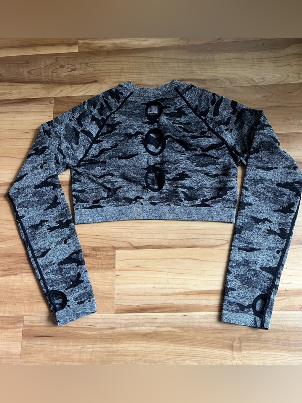 Camo Seamless Crop Top Open Back Gym Y2K L - Picture 4 of 8